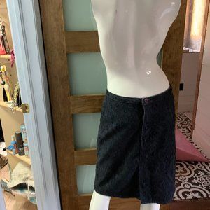 size 6 denim stretch burnout velvet skirt